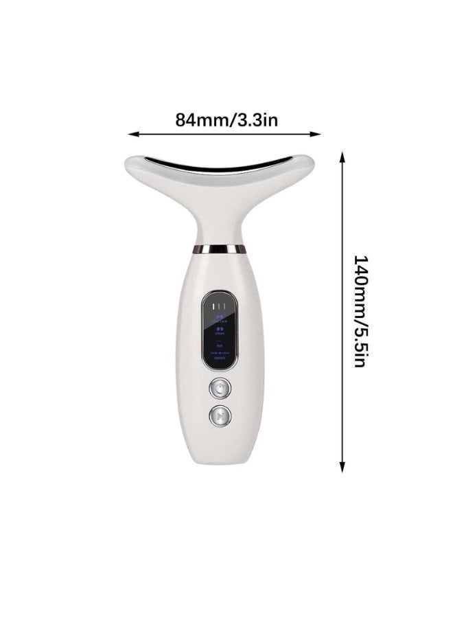 جهاز العلاج بالضوء الأحمر للوجه والرقبة – مدلك وجه ورقبة LED متعدد الوظائف 4×1 بأربع ألوان علاج ضوئي، جهاز نحت وشد البشرة مع الاهتزاز والتسخين، لتحسين مرونة الجلد وشد الوجه والرقبة، تصميم مريح على شكل ذيل الدولفين، قابل للشحن للاستخدام المنزلي اليومي - Image 2